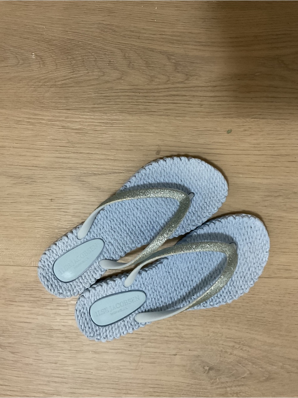 Ilse Jacobsen Light Blue Flip Flop Sandals with Glitter Straps